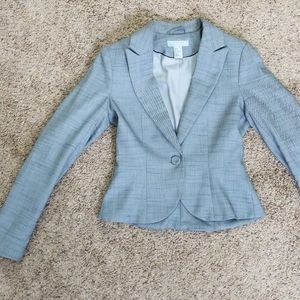 Cross-hatched cropped one button blazer